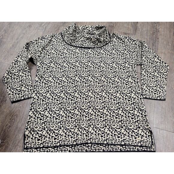 Calvin Klein Sweaters - Calvin Klein Sweater Women Large Brown Leopard Print Cowl Neck Pullover